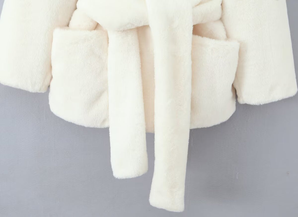 Women Clothing Autumn Winter Waist Trimming Lace up Hooded Long-Sleeved Woolen Coat