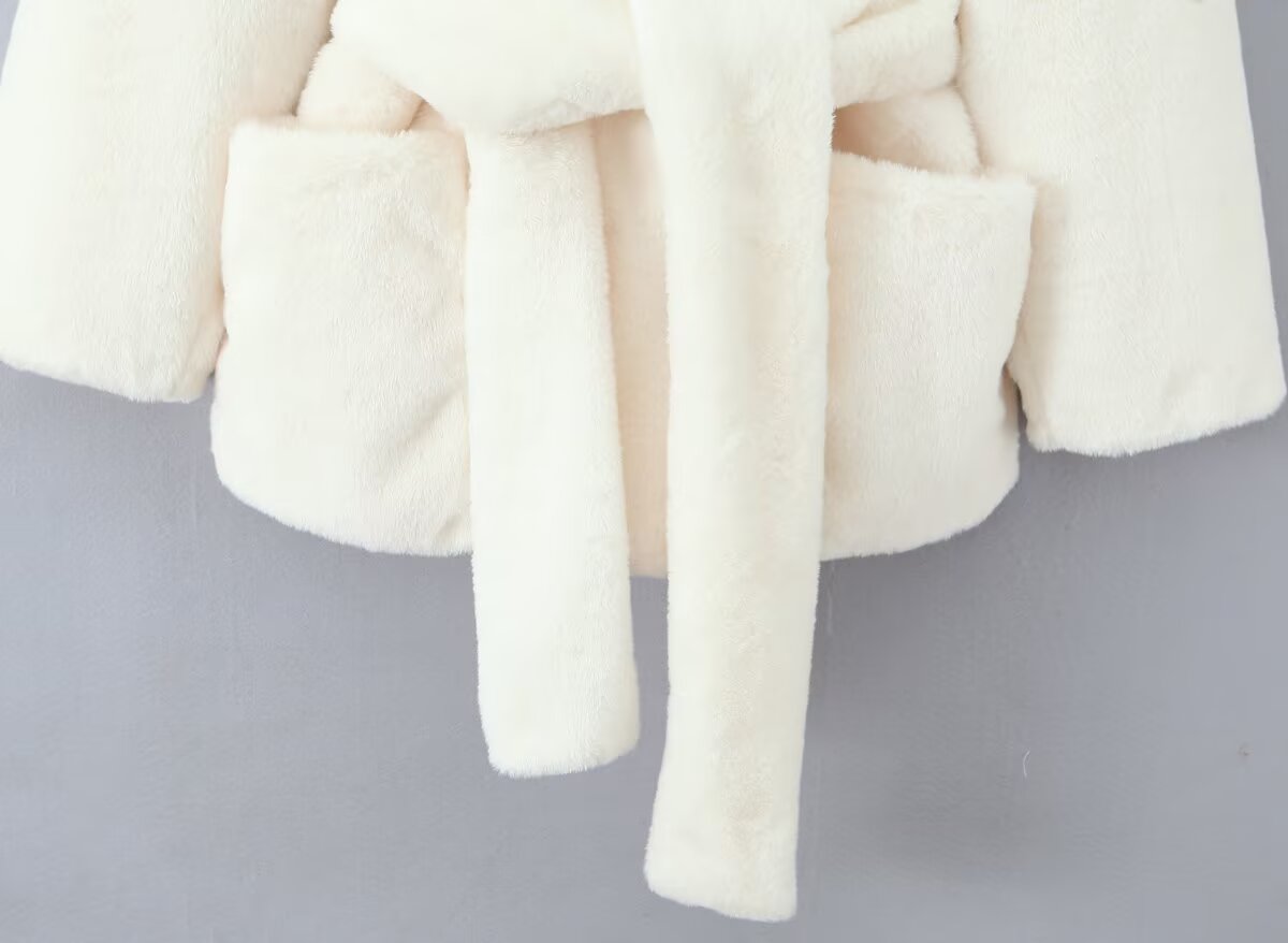 Women Clothing Autumn Winter Waist Trimming Lace up Hooded Long-Sleeved Woolen Coat