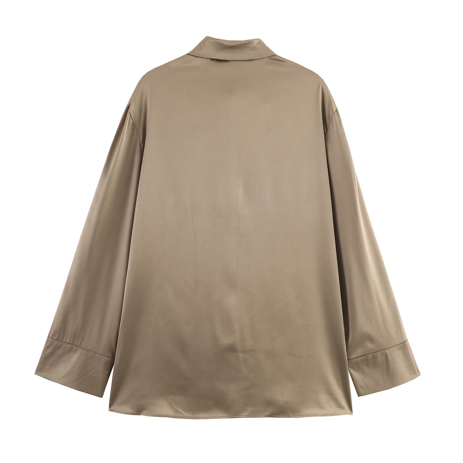 Women Clothing Autumn Simple Comfortable Office All Matching Chest Pocket Decoration Shirt