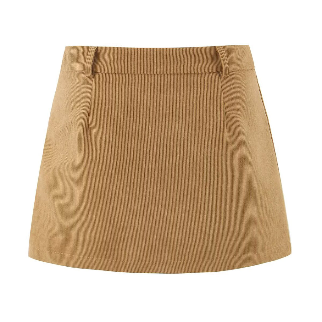 Autumn Retro Corduroy Sexy High Waist Hip with Safety Pants Skirt