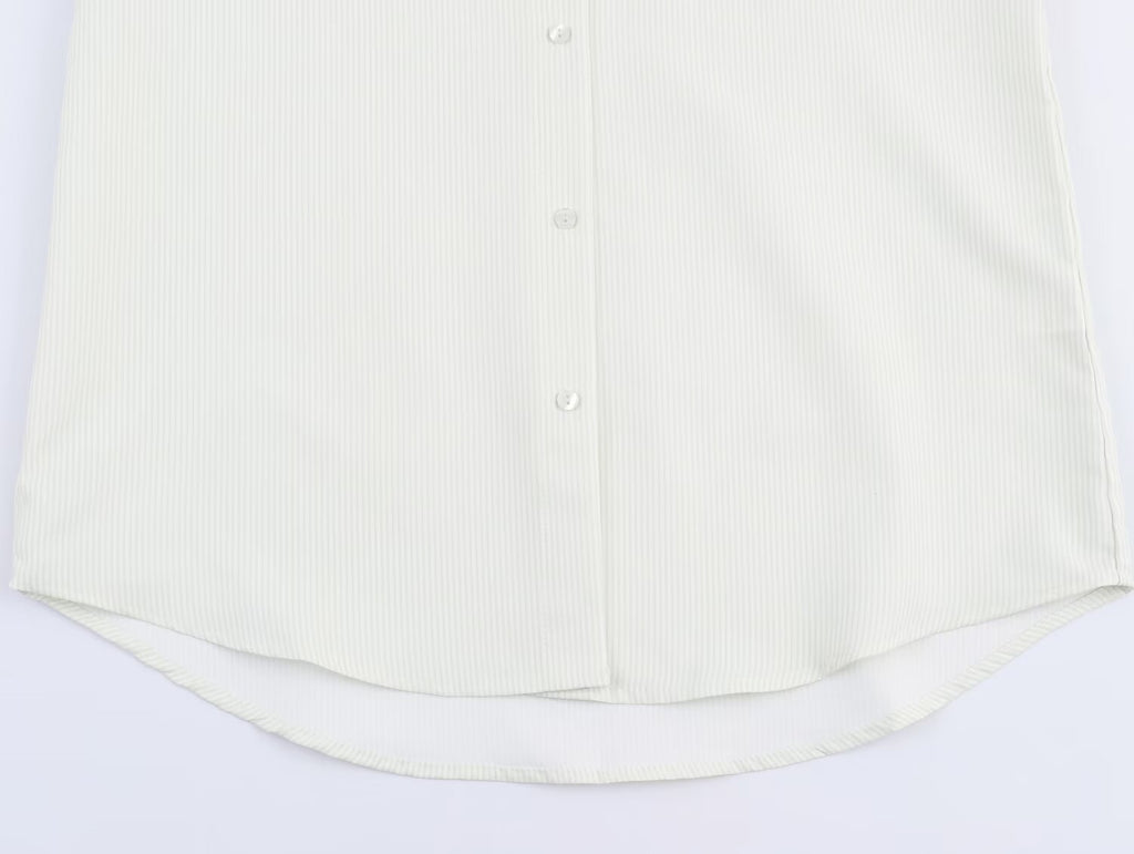 Women Clothing Fall Fashionable All Match Striped Pleated Effect Shirt