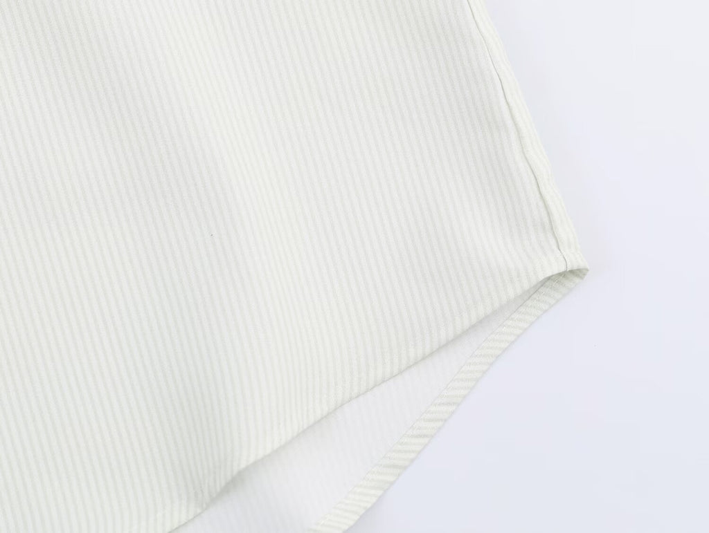 Women Clothing Fall Fashionable All Match Striped Pleated Effect Shirt
