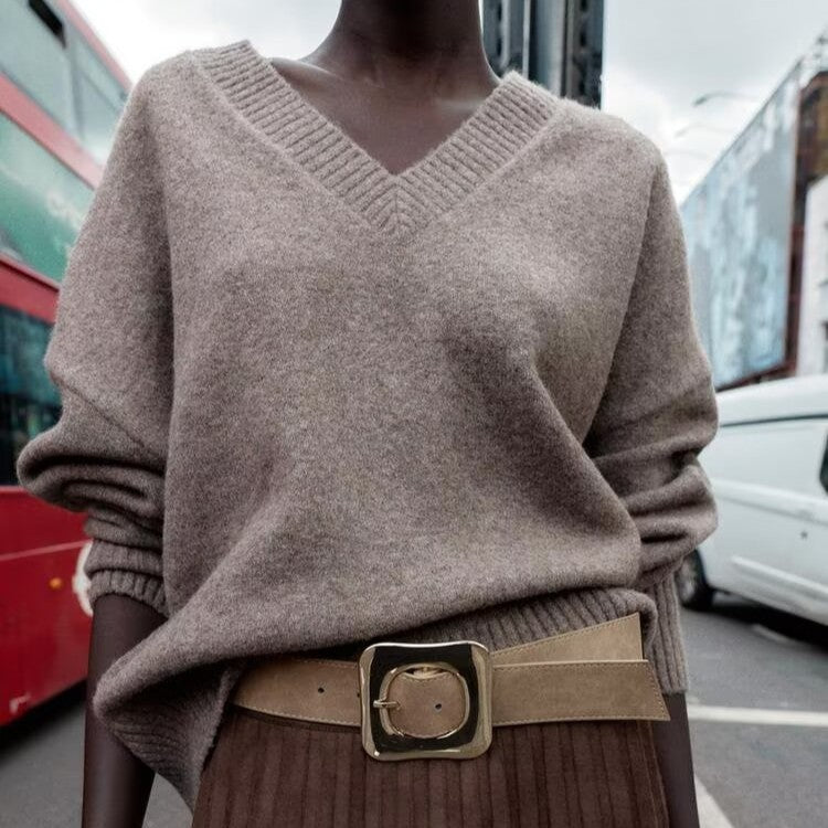 Pull décontracté à col en V doux