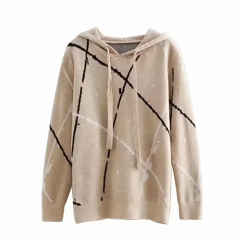 Women Clothing Autumn Elegant Decent Hooded Core Spun Yarn Pullover Sweater