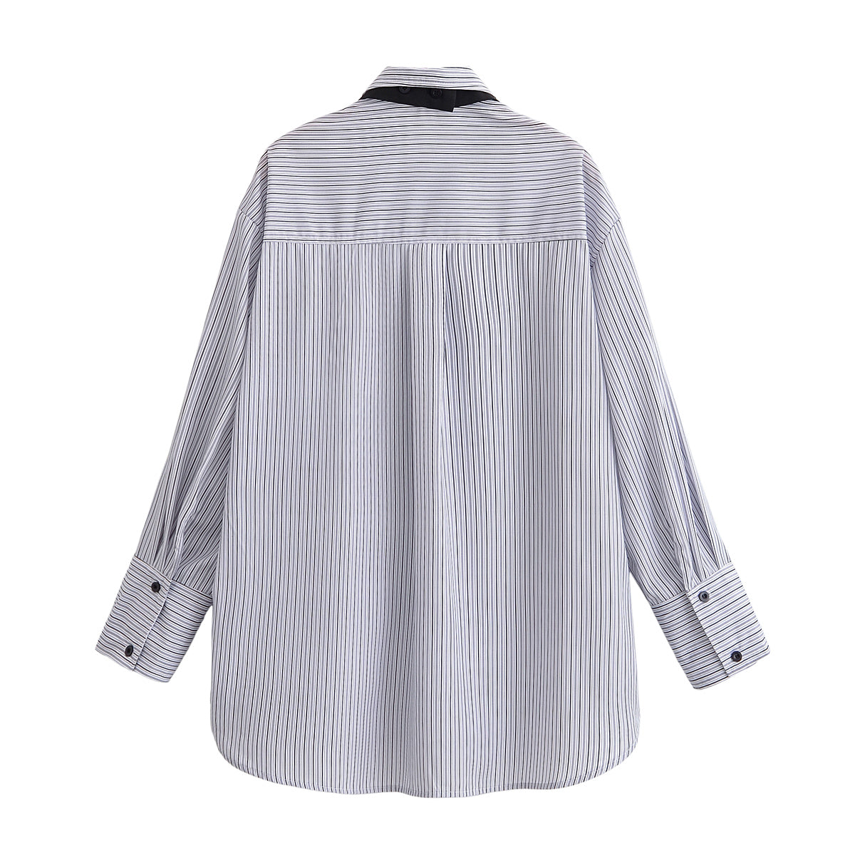 Women Clothing Casual Tie Decorated Poplin Shirt