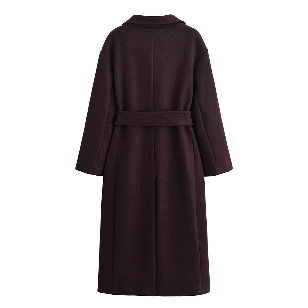 Women Clothing Autumn Urban High Elegance Retro Woolen Overcoat Coat