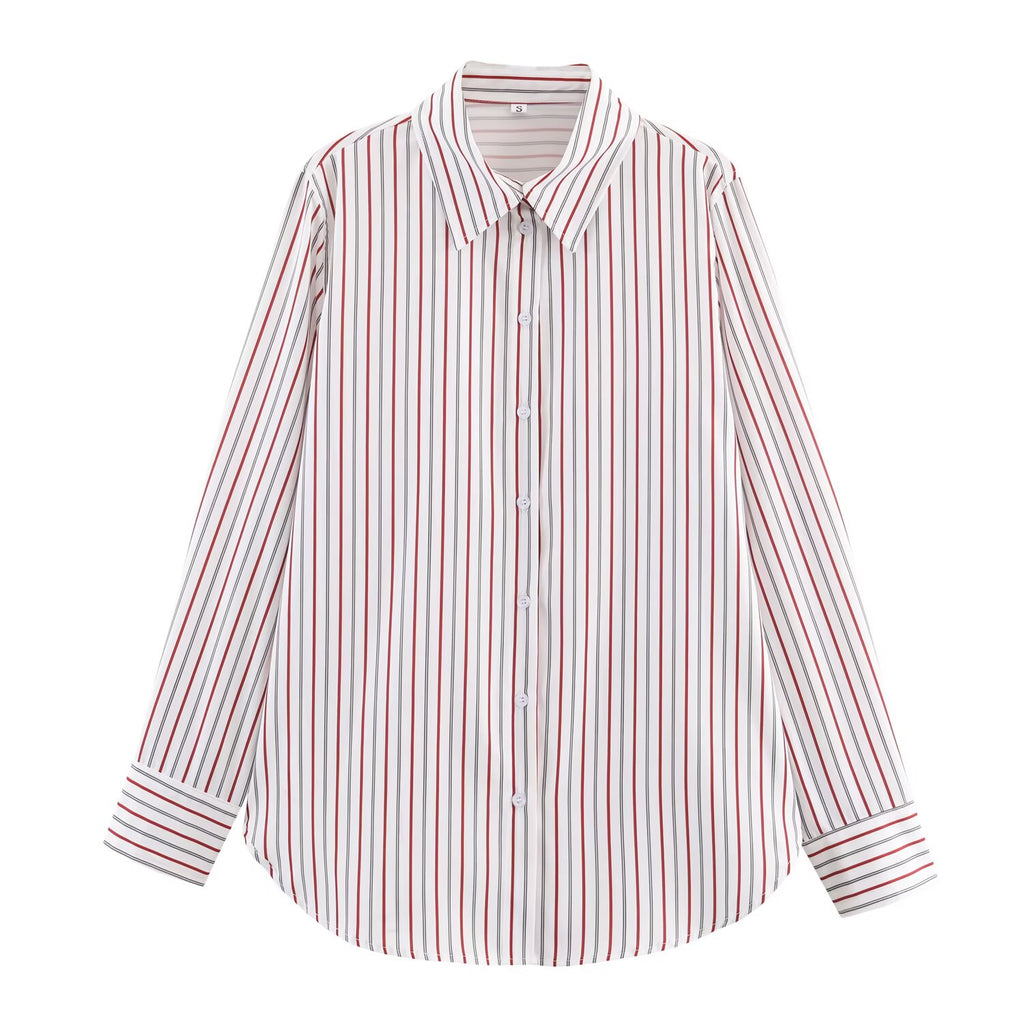 Women Striped Loose Design Elegant Poplin Shirt