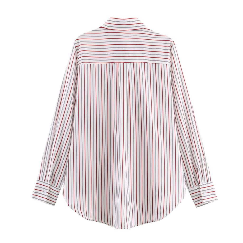 Women Striped Loose Design Elegant Poplin Shirt