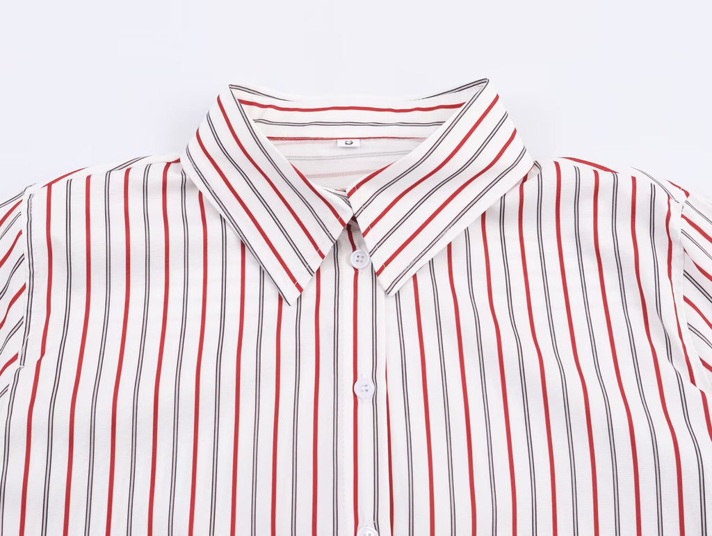 Women Striped Loose Design Elegant Poplin Shirt