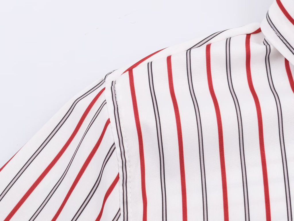 Women Striped Loose Design Elegant Poplin Shirt
