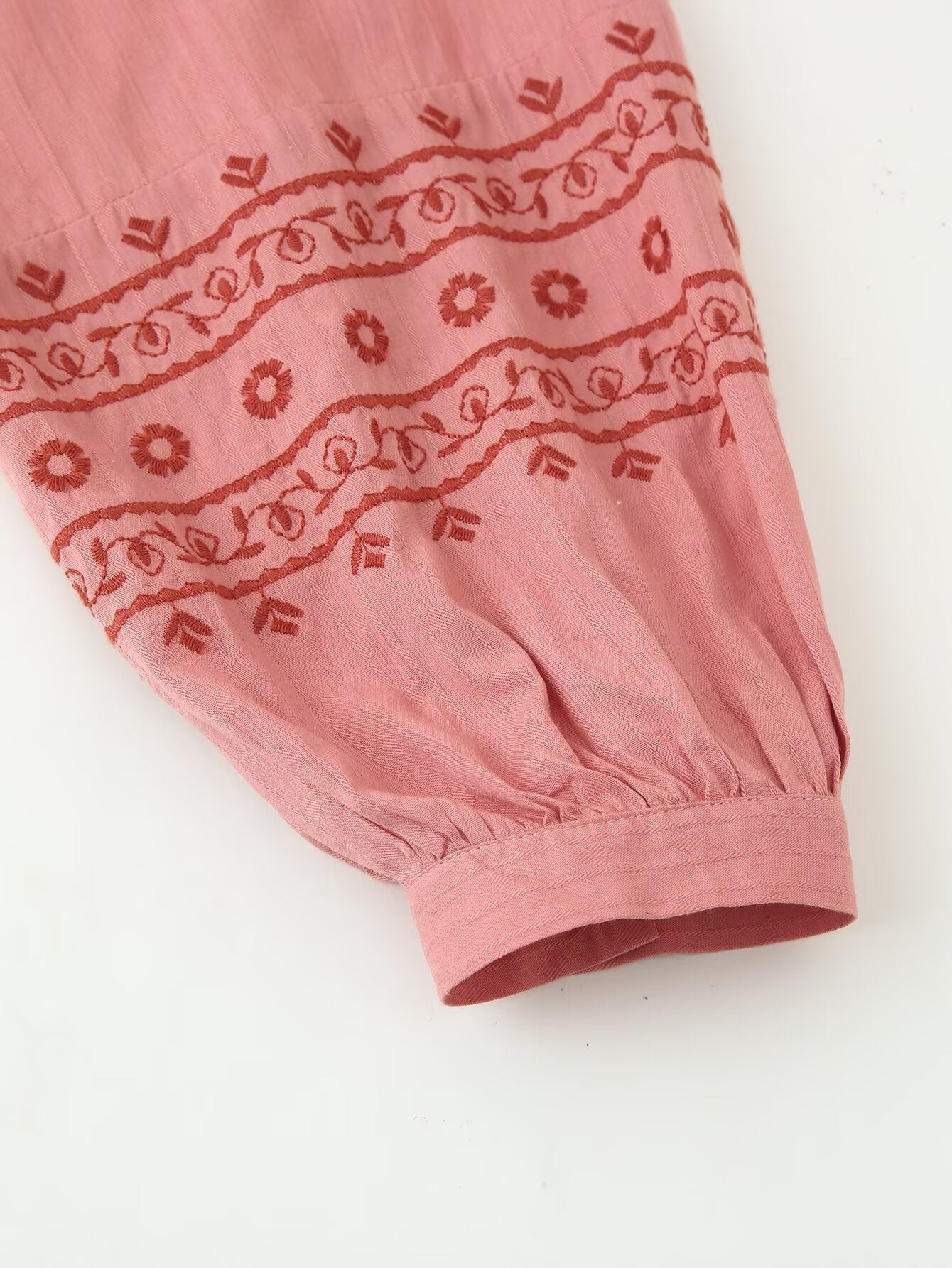 Women Clothing Long Sleeve Contrast Color Embroidered Shirt