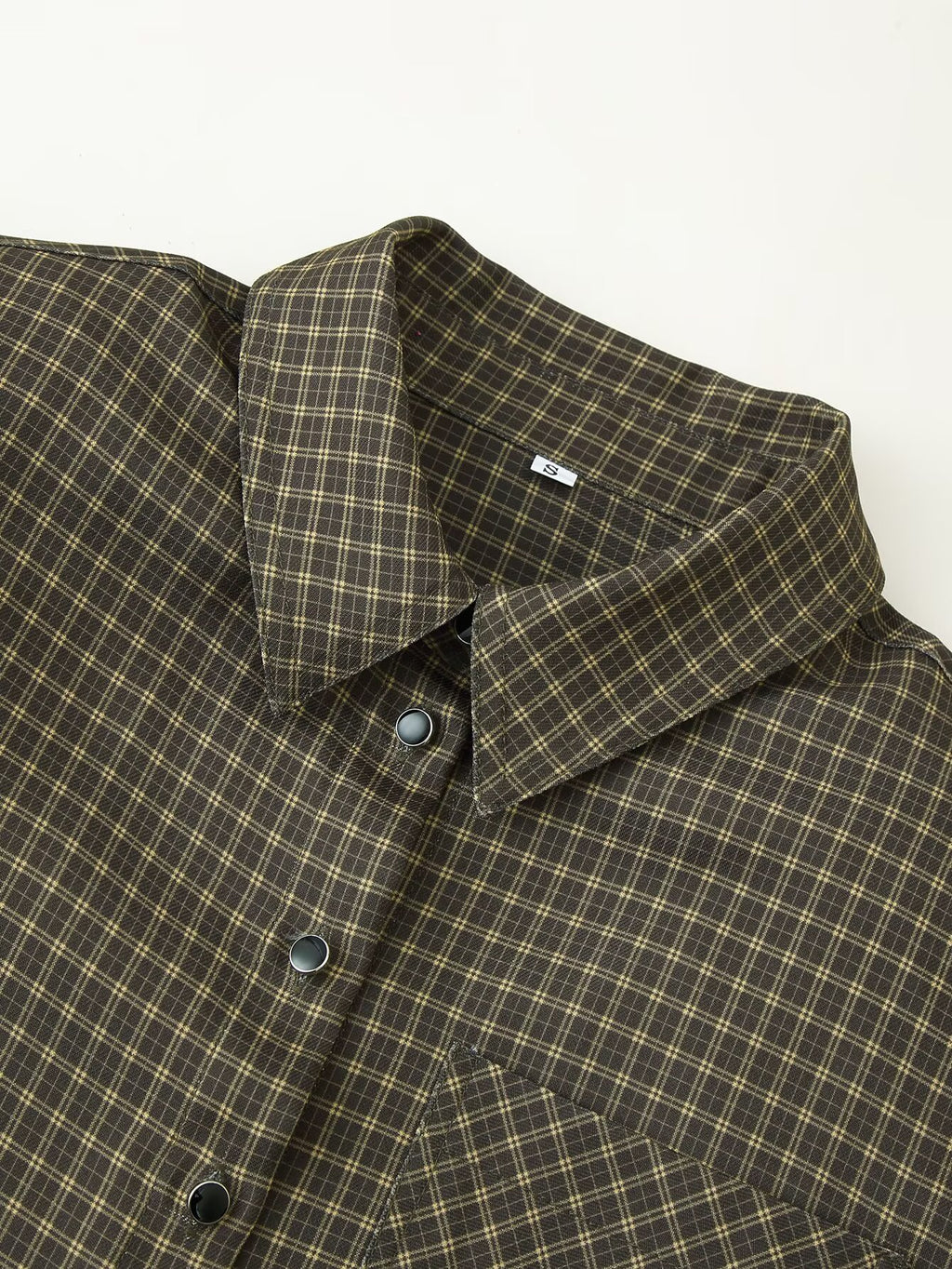 Autumn Lazy Wind Loose Padded Shoulder Long Sleeve Plaid Shirt