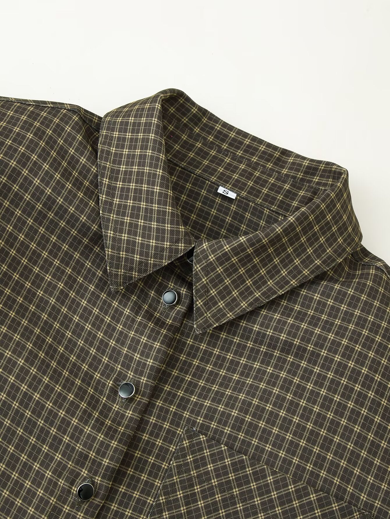 Autumn Lazy Wind Loose Padded Shoulder Long Sleeve Plaid Shirt