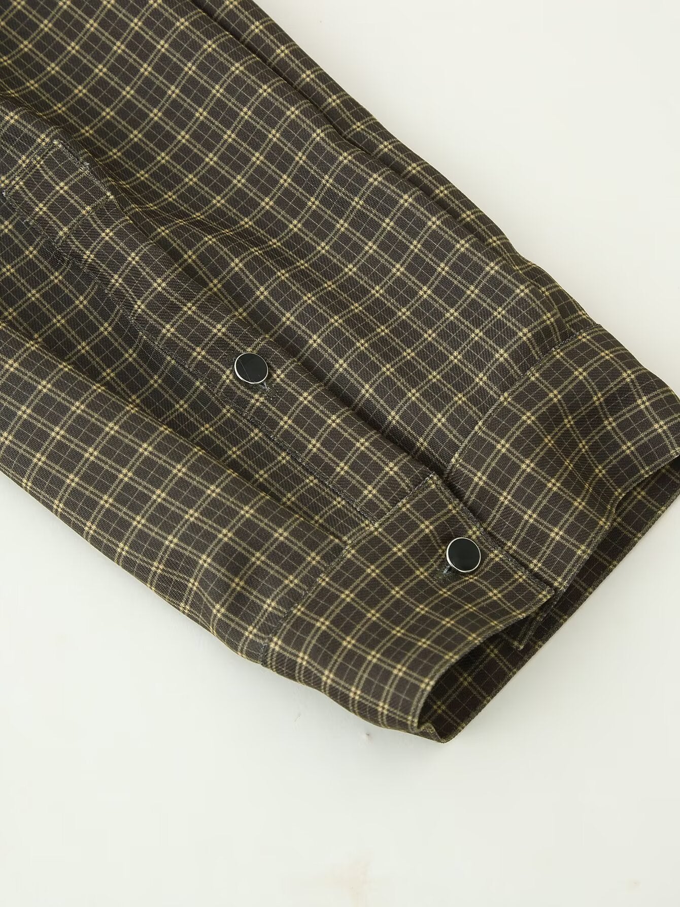 Autumn Lazy Wind Loose Padded Shoulder Long Sleeve Plaid Shirt