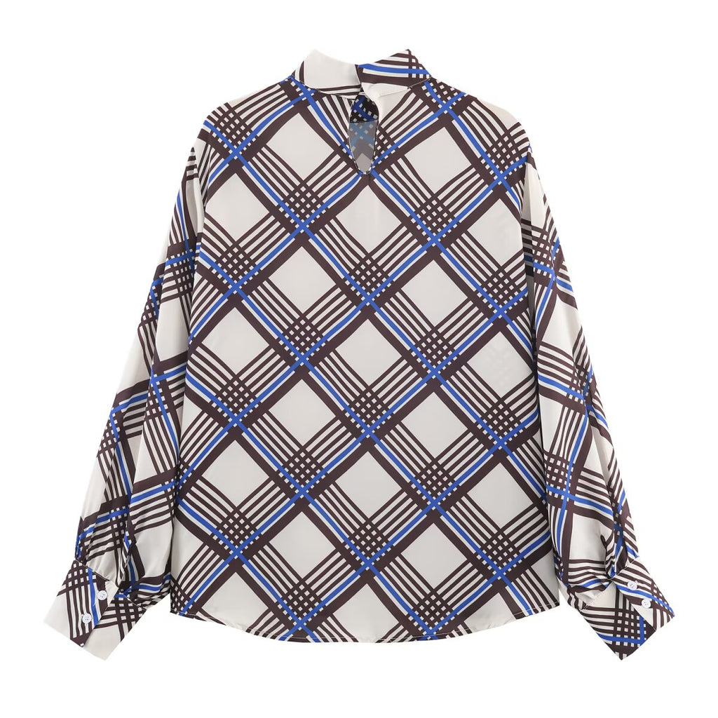 Vêtements d'automne pour femmes - Chemise à col roulé à carreaux tendance