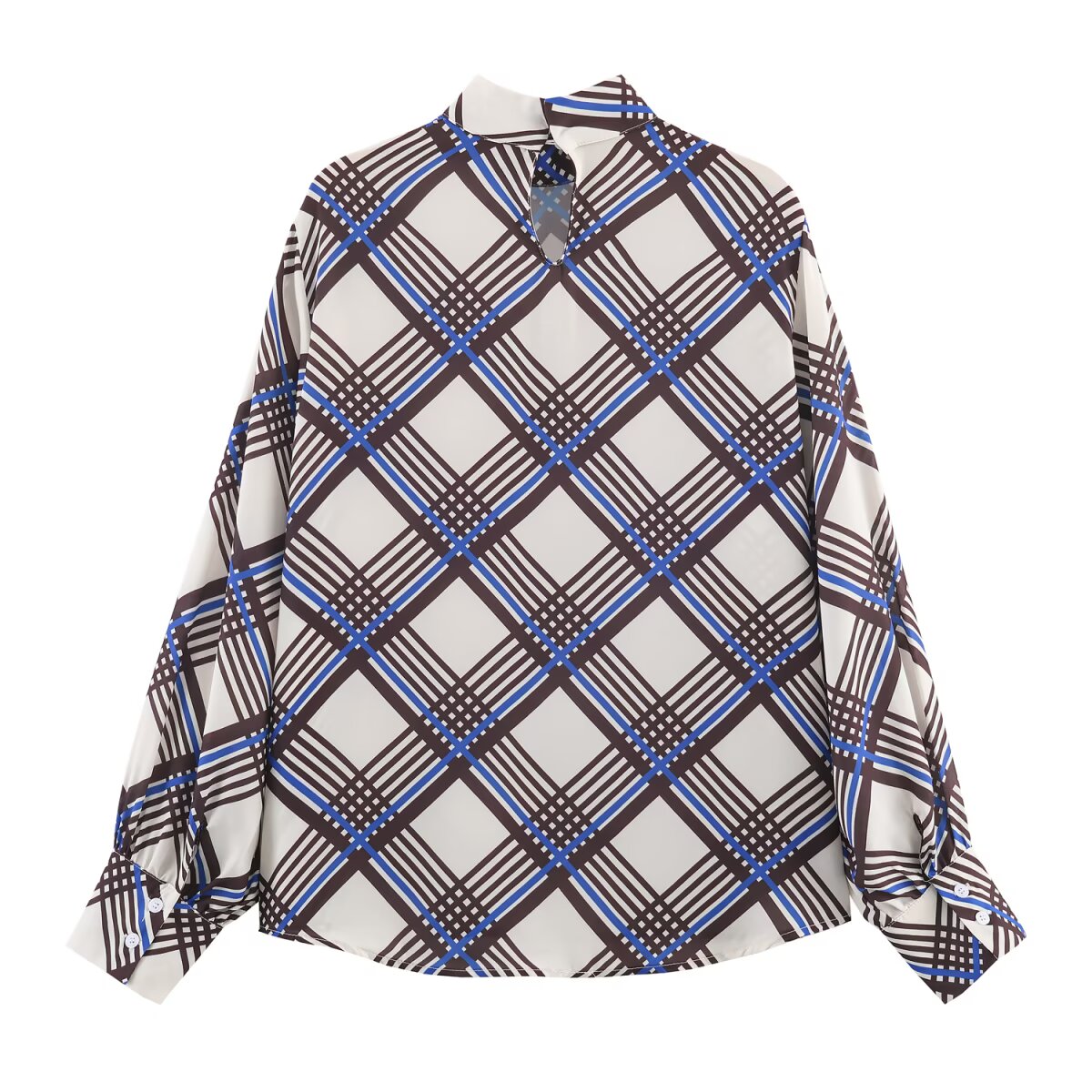 Vêtements d'automne pour femmes - Chemise à col roulé à carreaux tendance