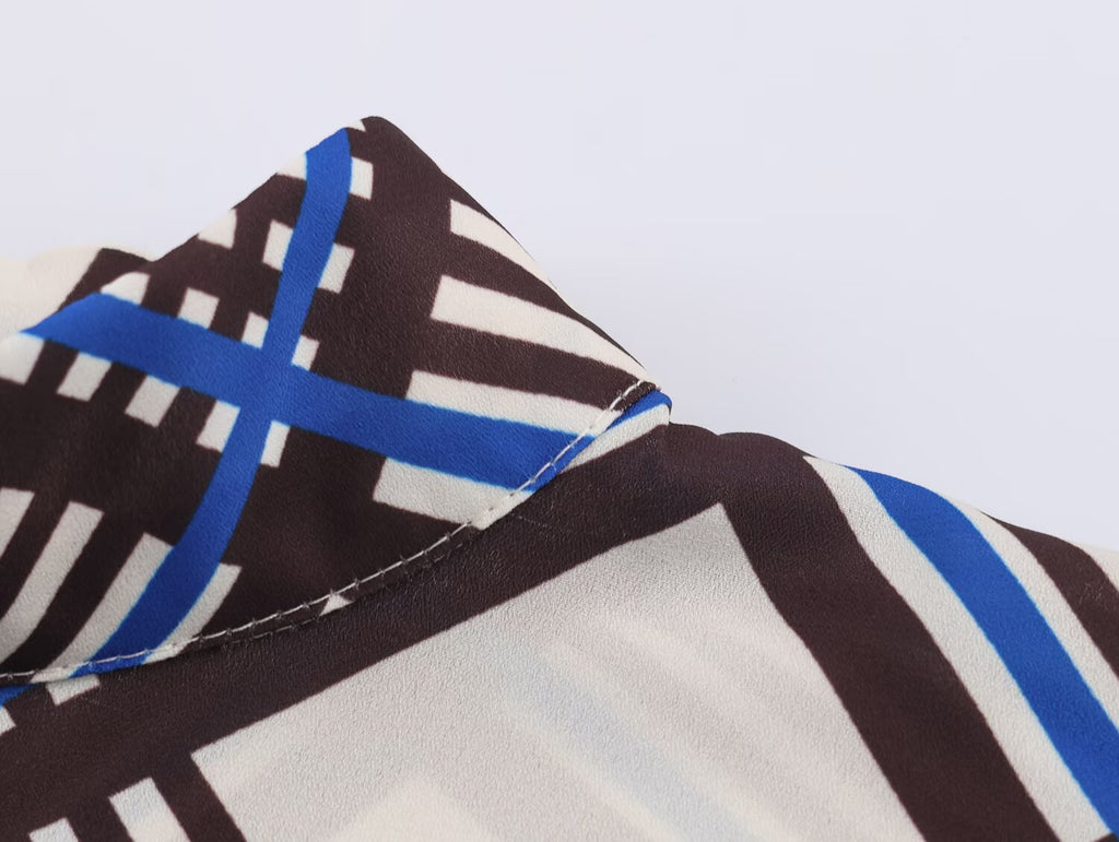 Vêtements d'automne pour femmes - Chemise à col roulé à carreaux tendance