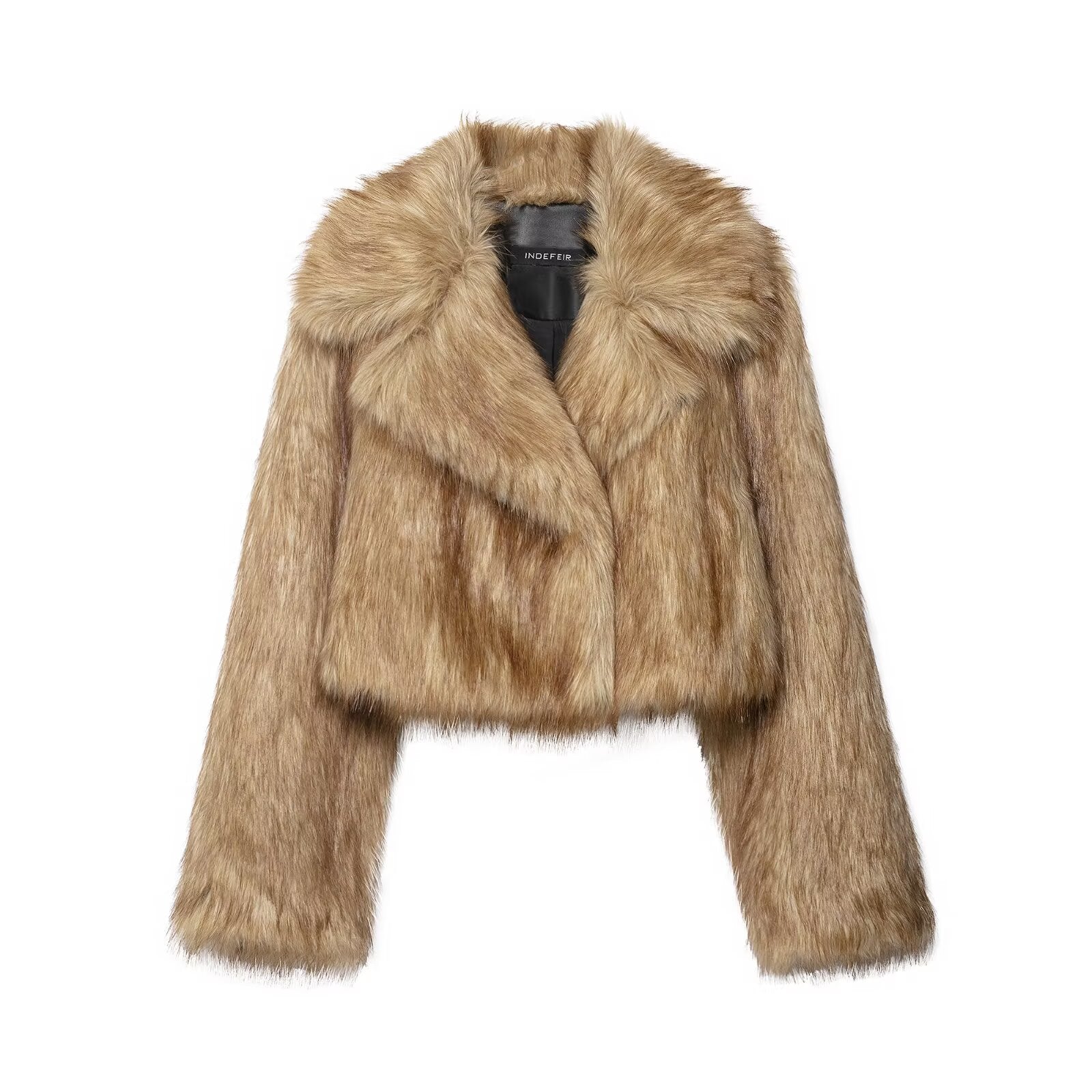 Women Clothing Autumn Elegant Elegant Elegant Artificial Fur Effect Short Coat