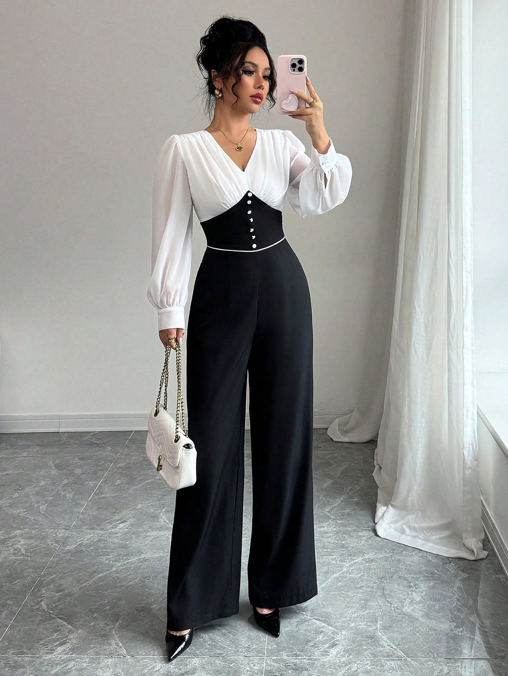 Black Long Sleeve Autumn Winter Pure Want Wear outside Women Jumpsuit Young Adult Lady like Woman High Grade Jumpsuit