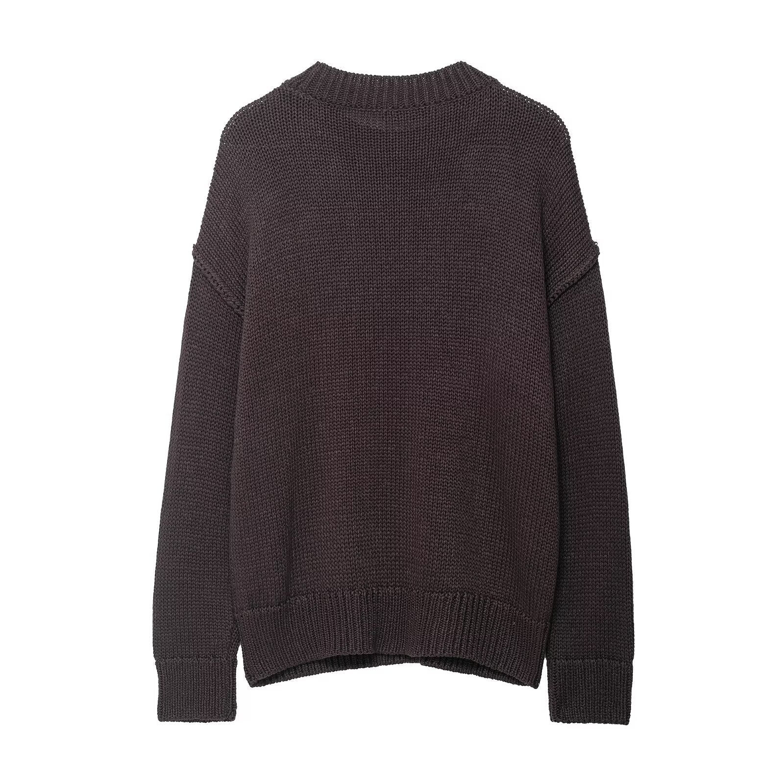 Suéter elegante con costuras decorativas para mujer