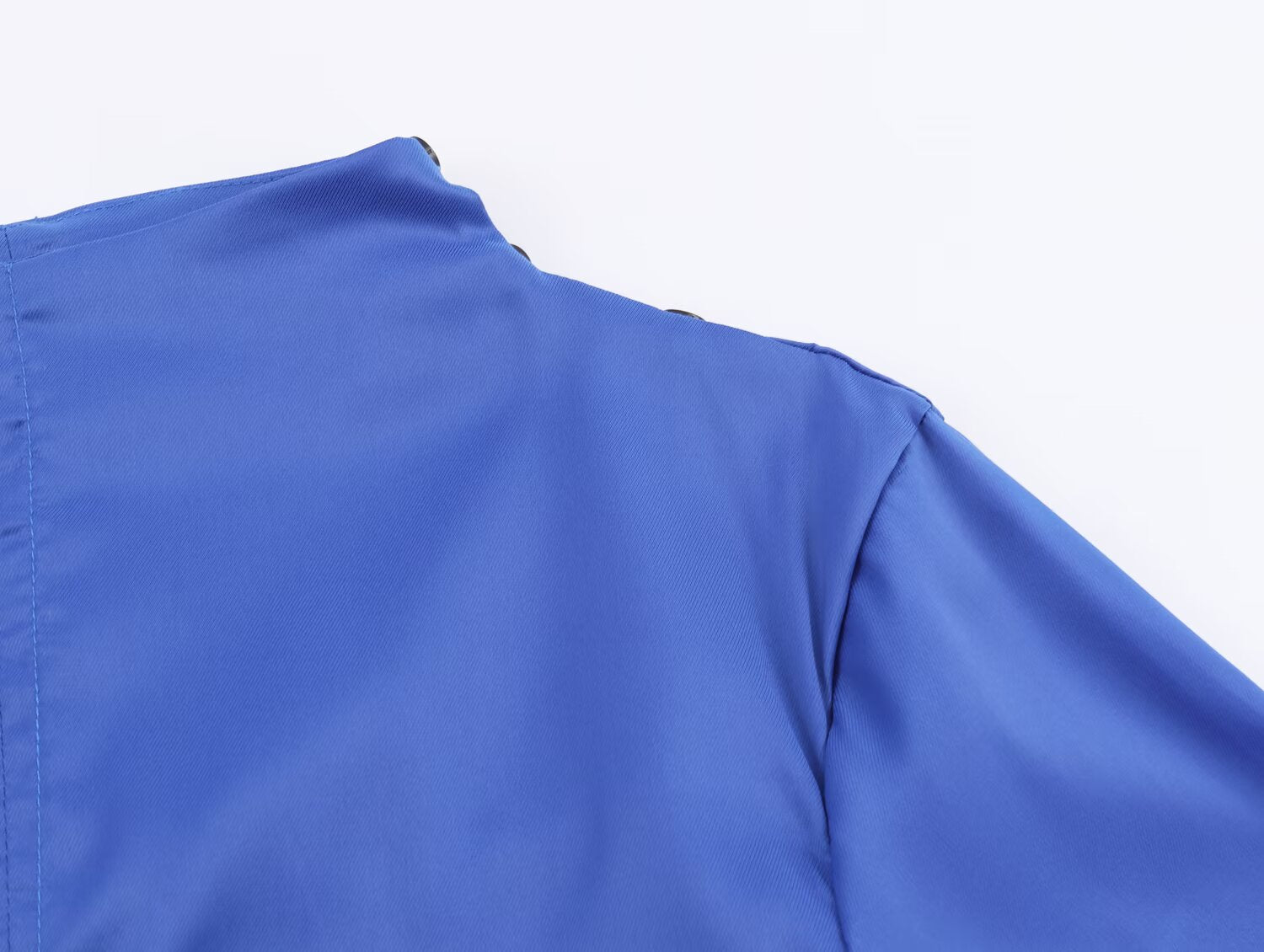 Women Clothing Fall Retro Blue Pullover Pleated Shirt