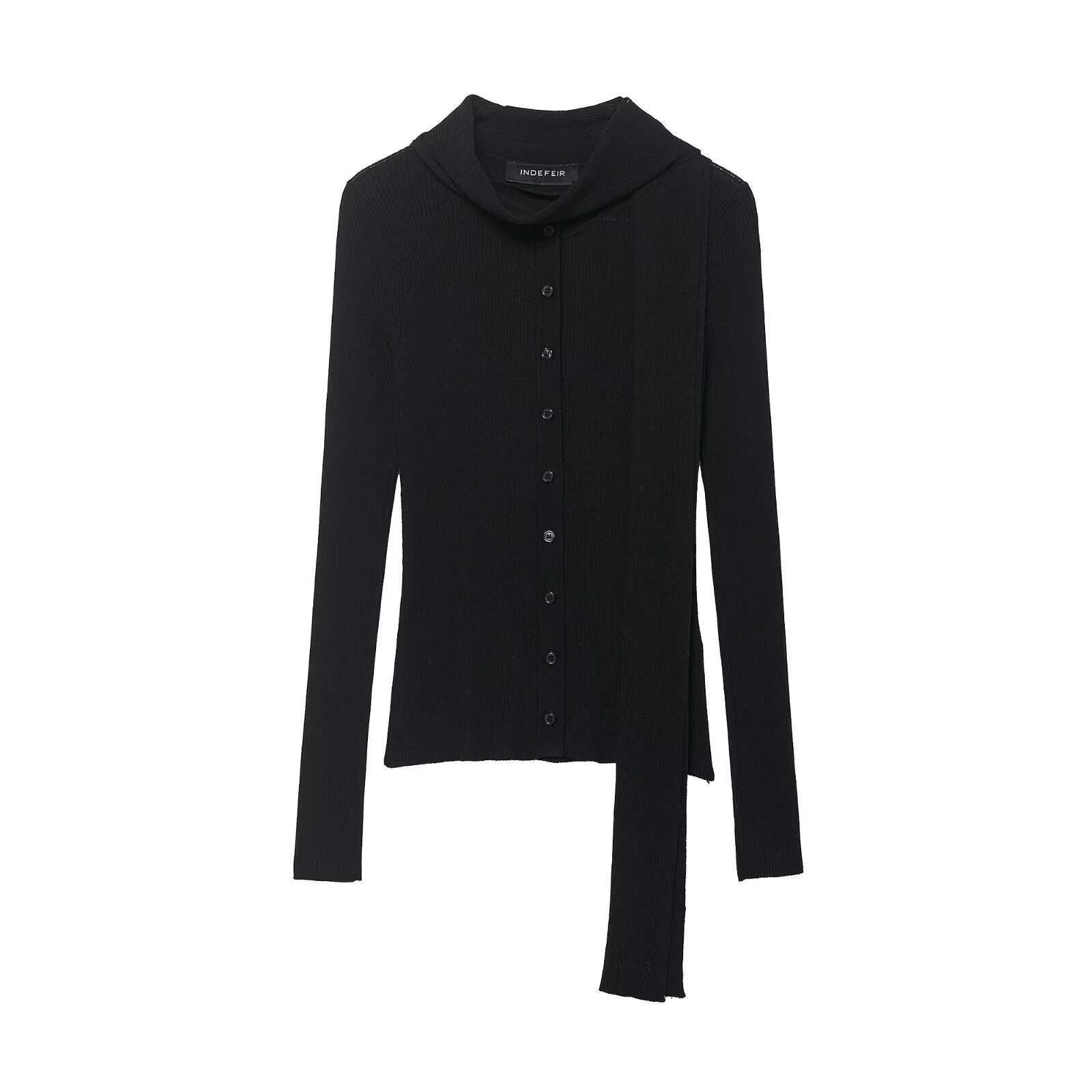 Women Clothing Scarf Rib Knitted Coat