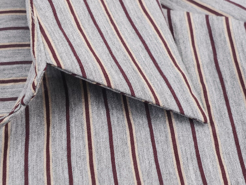 Women Collared Long Sleeve Double Breasted Striped Bow Shirt Top