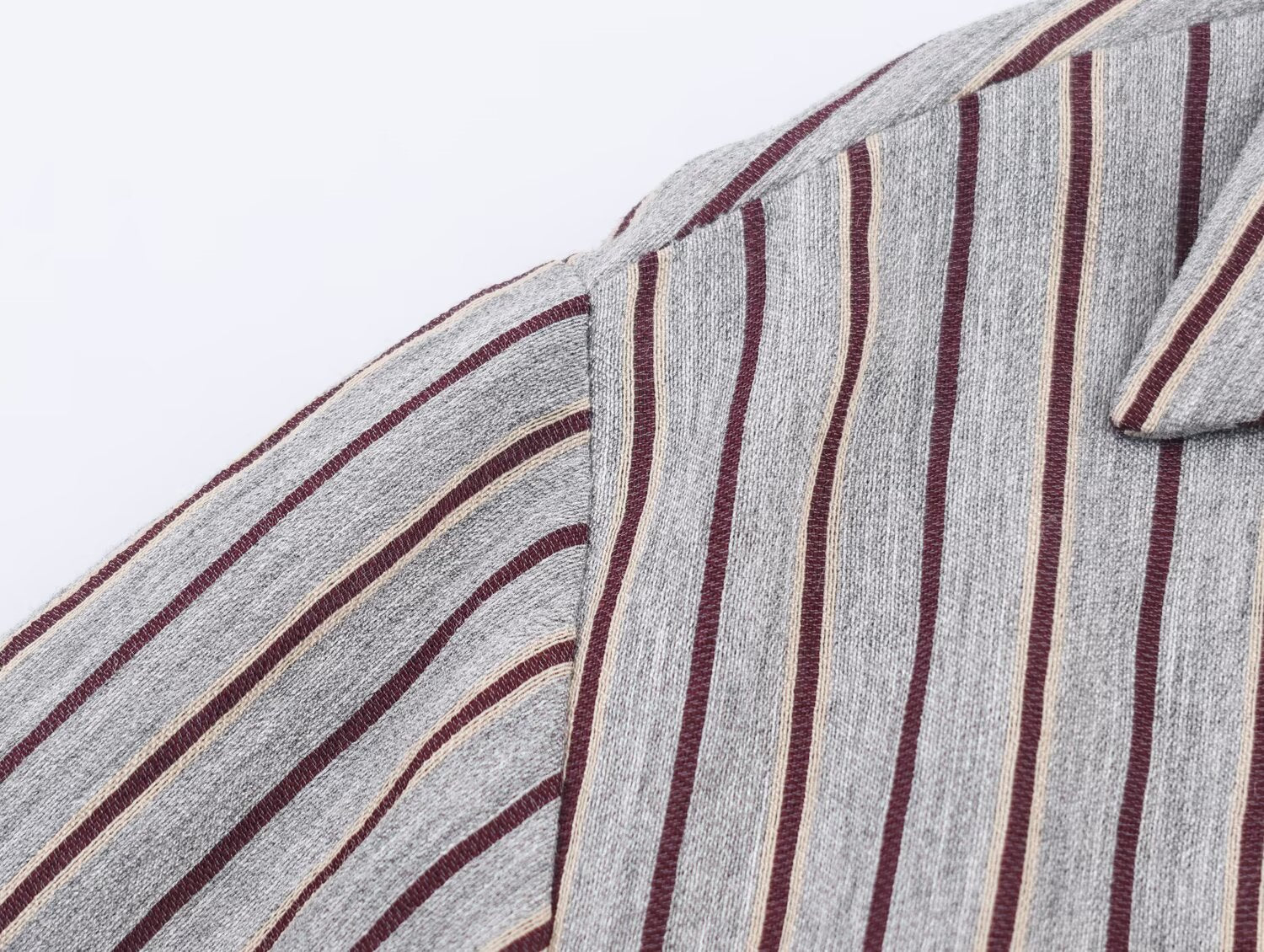 Women Collared Long Sleeve Double Breasted Striped Bow Shirt Top