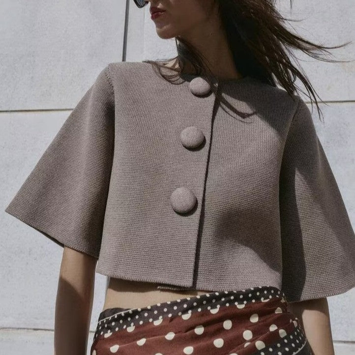 Women Clothing Autumn Cloth Wrapper Button Knitted Coat