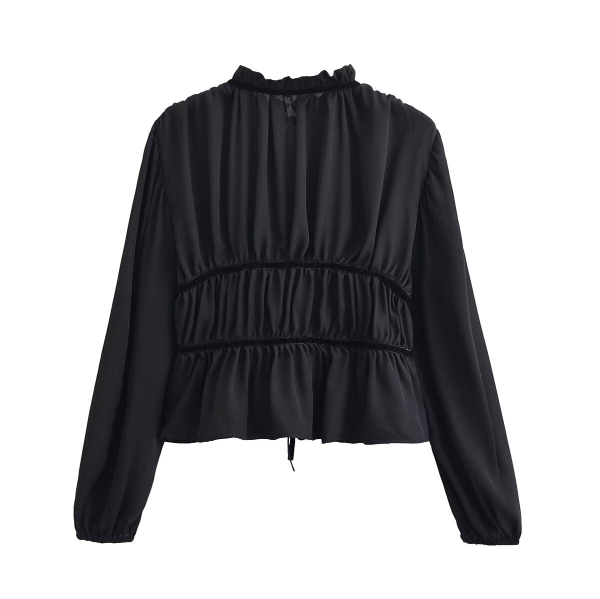 Women Clothing Autumn Vintage Bow Decorative Lining Women Top