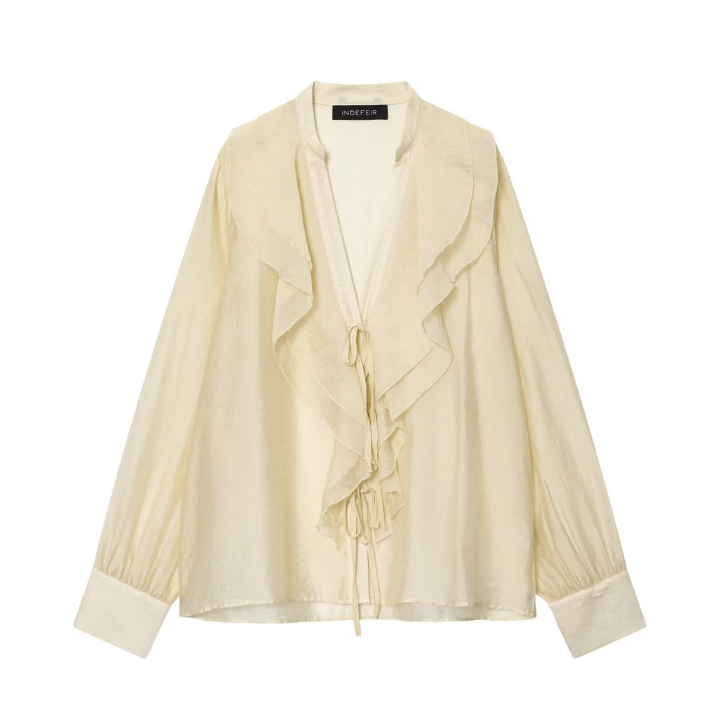 Fall WomenClothing Laminated Decoration Bow Shirt