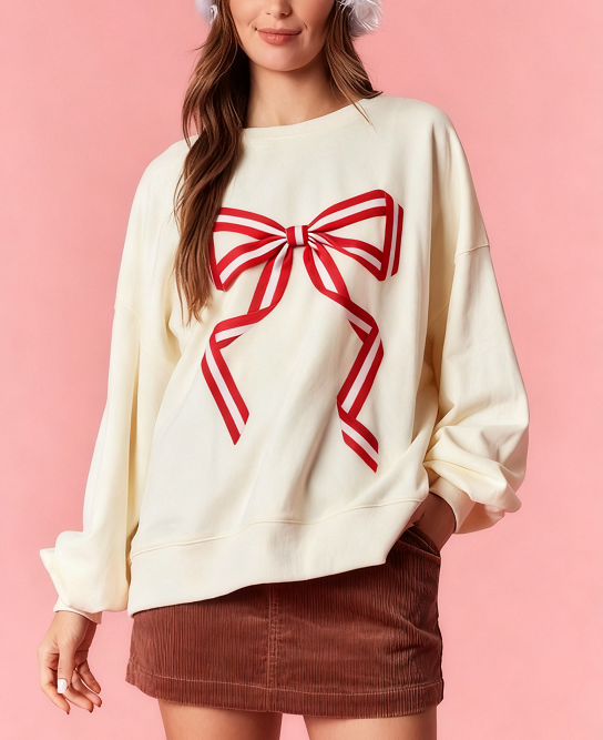 Apricot Red and White Ribbon