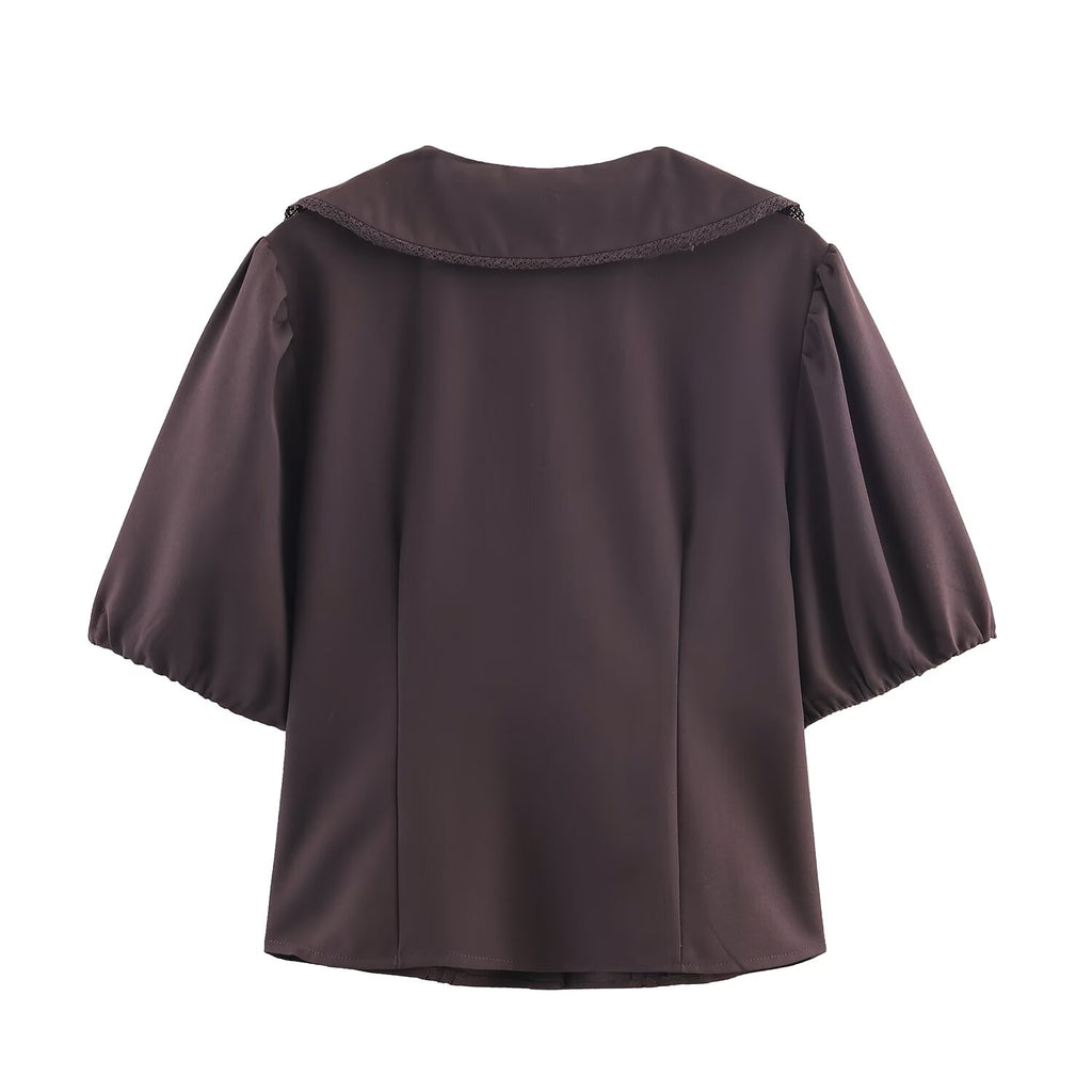 Women Clothing Summer All Matching Short Sleeve Small round Neck Shirt