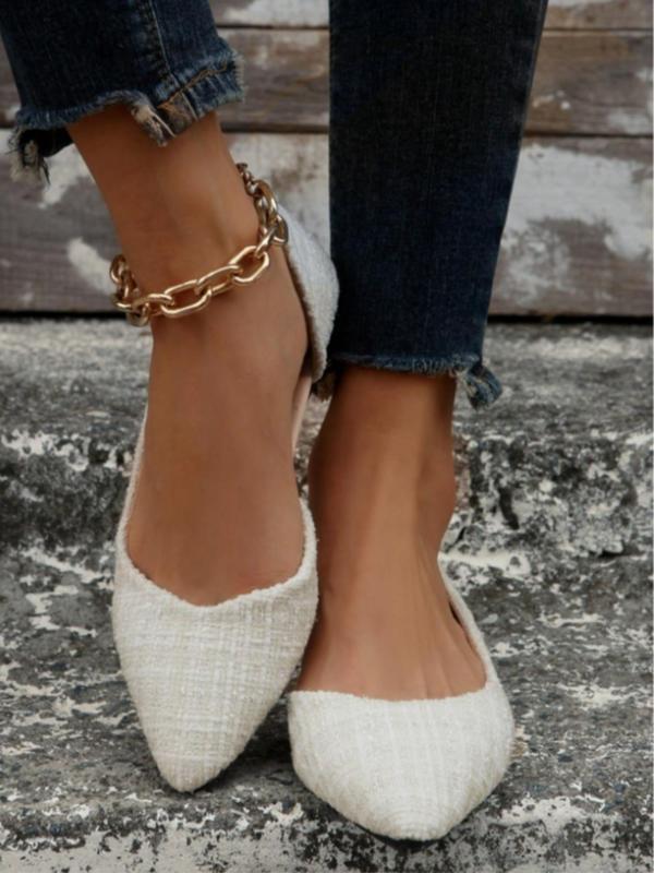 Women's Solid Color Pointed Toe Flat Shoes Fashionable Slip