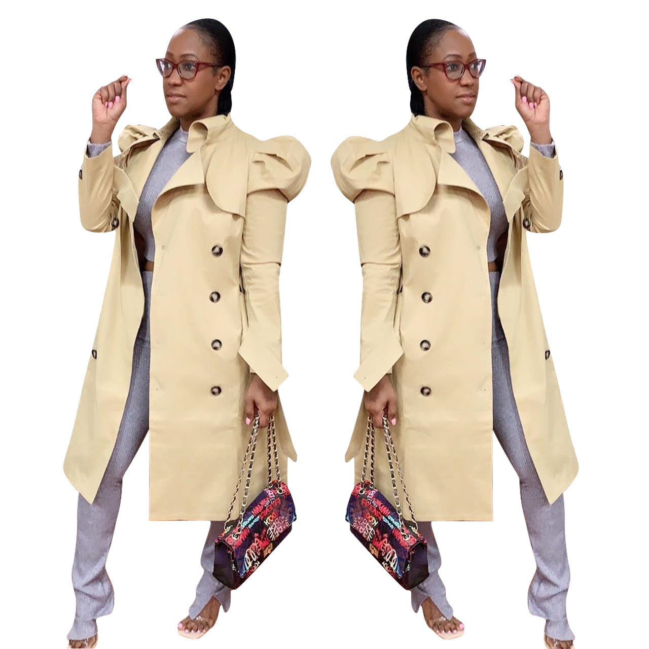 Women Clothing All-Match Casual Long Trench Coat Women Clothing