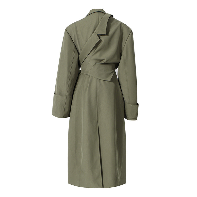 Niche Independent Designer Coat Women Deconstruction Two Piece Detachable Wide Shoulder Handsome Coat Two Piece Set