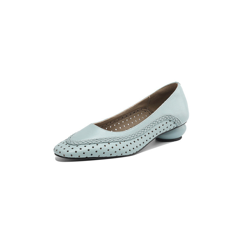 Women's Shallow Mouth Hollow-out Round Toe Mid Heel Plus Size Sandals