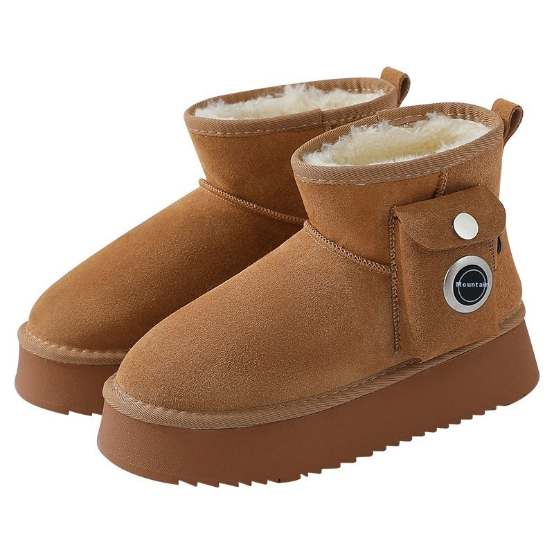 Electrically Warmed Shoes Fleece-lined Warm Leather Cold-proof Men's And Women's Boots
