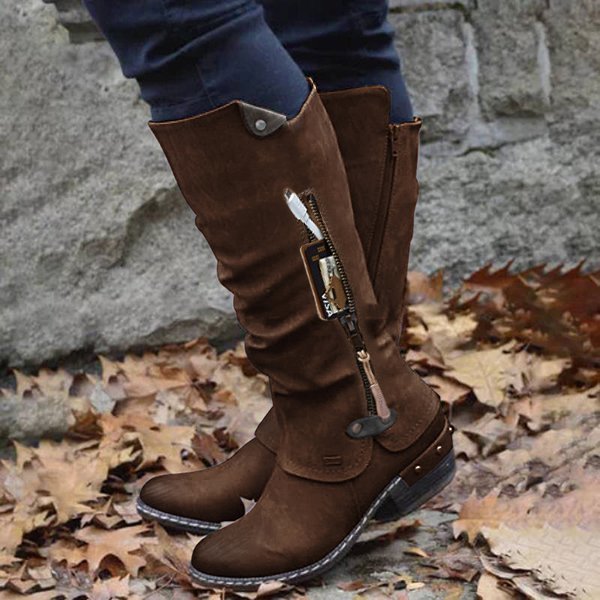Women's Side Zipper Square Heel Women's Shoes