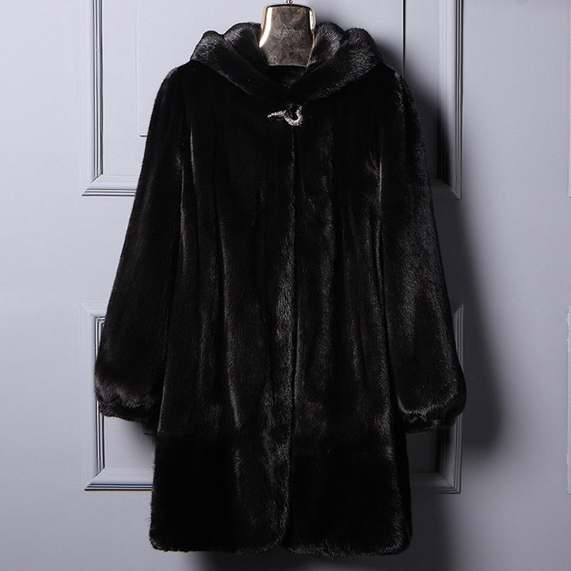 Autumn Winter Offer Faux Fur Coat Women Mid Length Mink Fur Coat Whole Mink Women Mink Fur plus Size Top