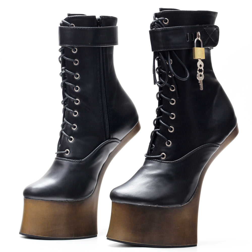 18cm Super High Heel Donkey Hoof Fancy Ankle Boots