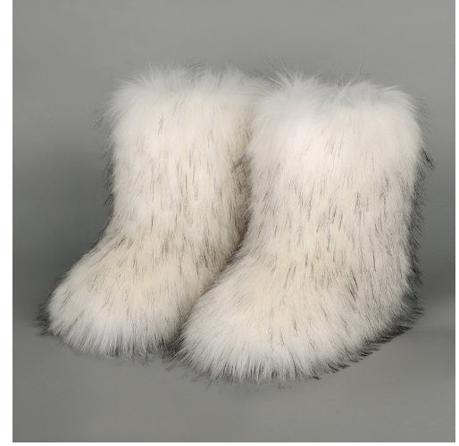 Women's Warm And Non Slip Wool Mid Barrel Personalized Fashion Boots