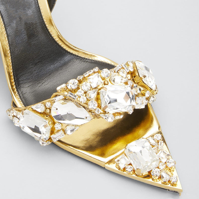 European And American Super High Heel Pointed Toe Rhinestone Fashion Banquet Catwalk
