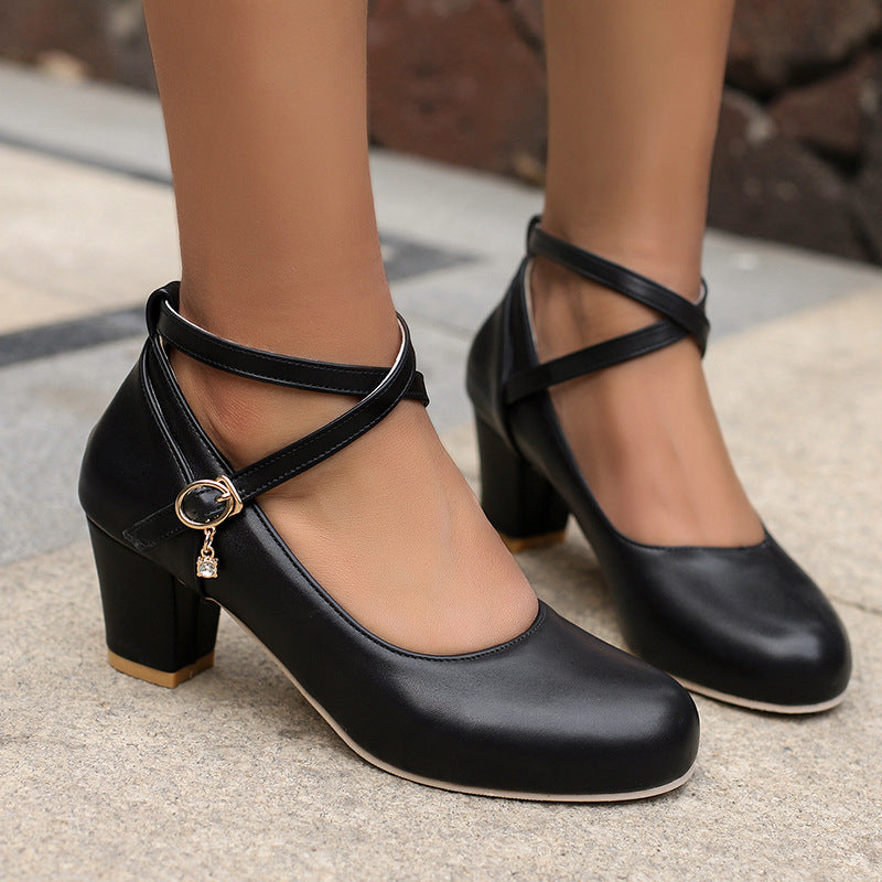 Chunky Heel High Heel Shoes Mary Jane Shoes Work Shoes
