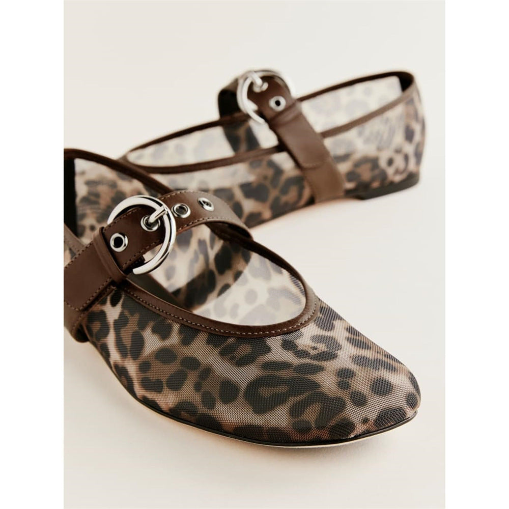 European And American Round Head Mesh Shoes With Flat Bottom