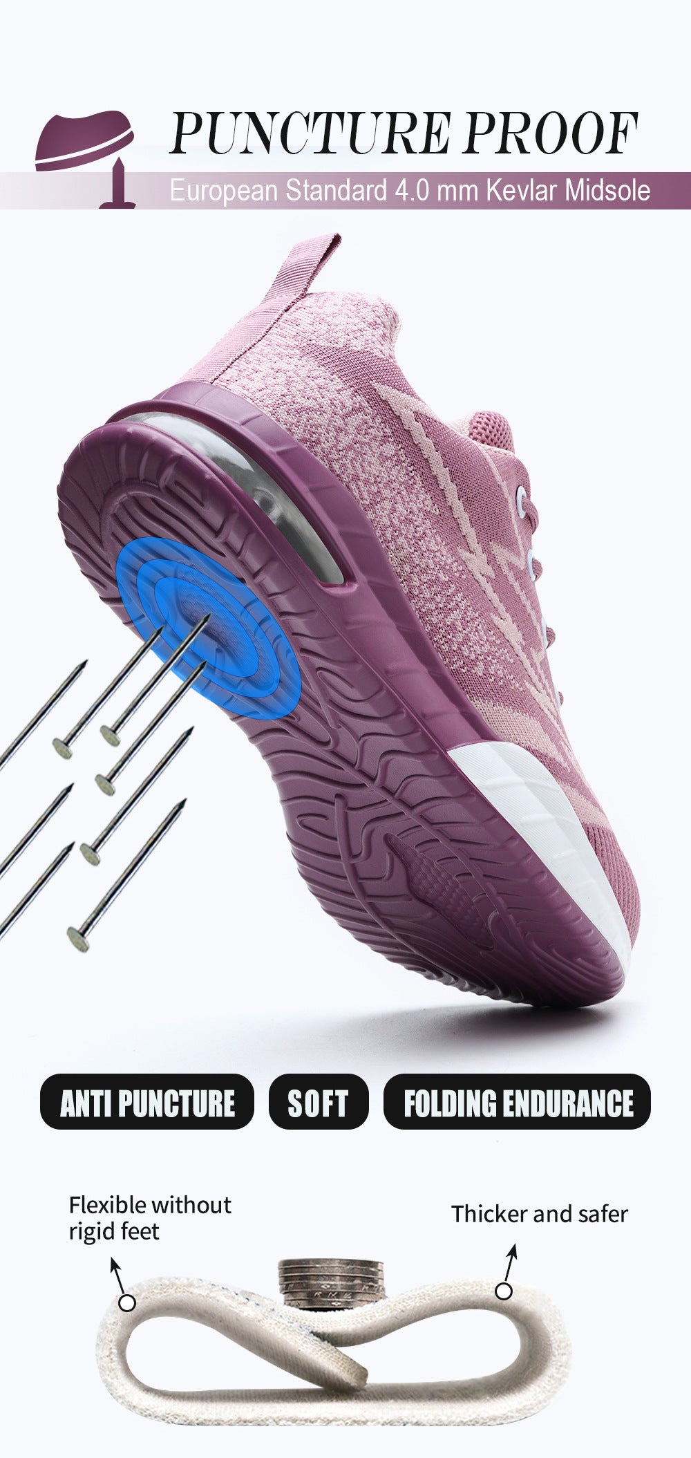 Women's Work Shoes With Steel Toe Anti Smashing