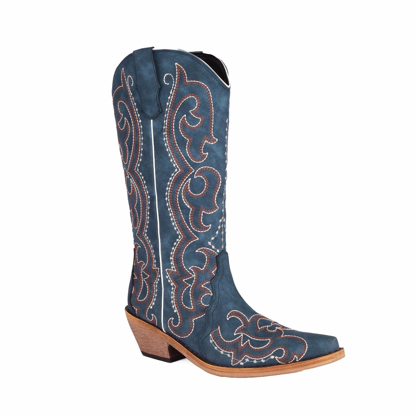 Embroidery Thread High Cylinder Western Denim Autumn And Winter Women's Boots