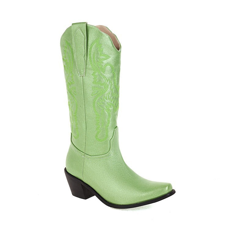 Embroidered Cowboy Western Boots Ladies Mid-Cut