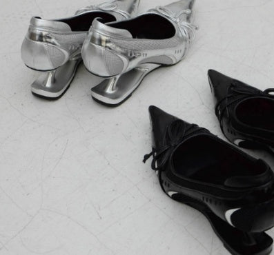 Black Pointed Toe Alien Suspended Heel Mary Jane Single Shoes For Women
