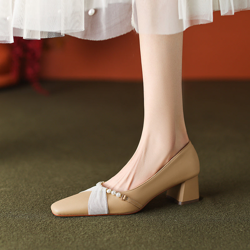Elegant Pearl Decoration Fashion Lady's Shoes